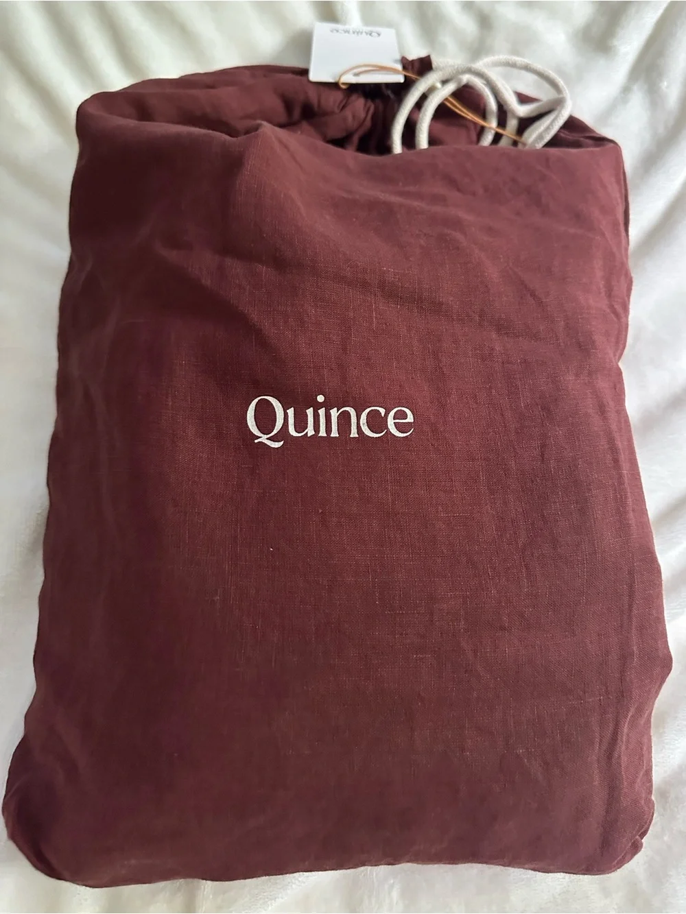 Quince European Linen Fitted Sheet Set- cal king- burgundy